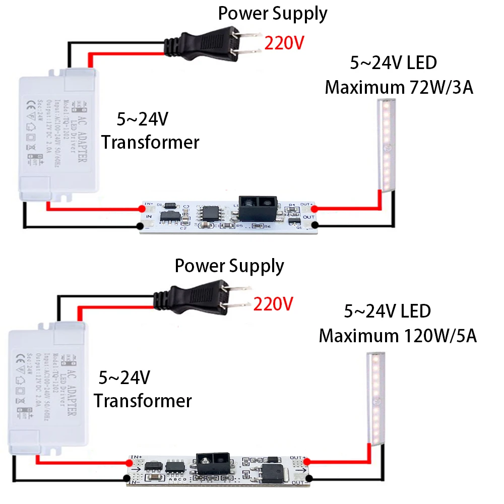 DC 5V-24V 3A /5A Hand sweep Switch Module LED Dimming Control Lamps Active Components Short Distance Scan Sweep Hand Sensor