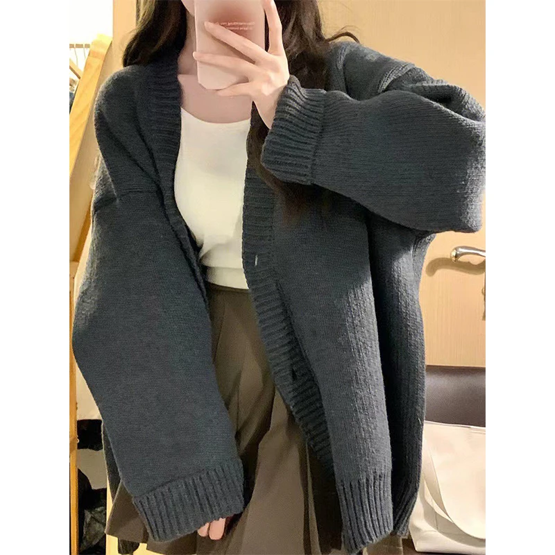 MEXZT Sweet Knitted Cardigan Sweaters Women Oversized Single Breasted Knitwear Jackets Preppy Korean Casual Jumpers Coat Outwear