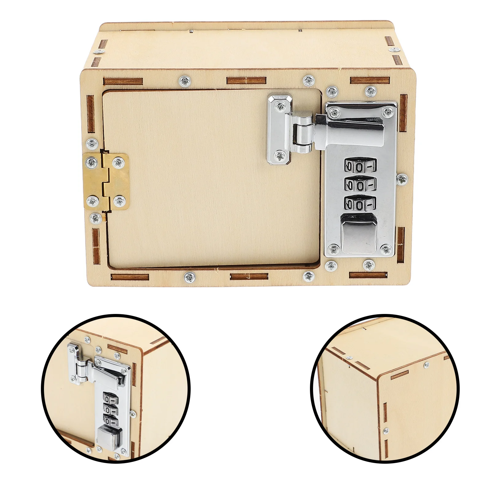 1 set 1 Set Wooden Password Box Diy Kit Educational Puzzle For Kids Fine Workmanship Lockbox Making Material Treasure Box Game