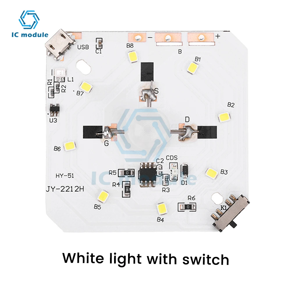 PIR Motion Sensor LED HumanBody Infrared Induction Night Light Circuit Board USB Charging Rechargeable Night Lamp Control Modul