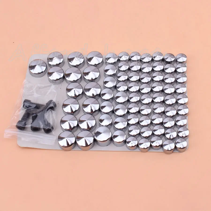 

Подходит для Harley Davidson FLT-FLH 2007-UP, новинка, 75 шт./1 комплект, топперы для болтов, колпачки с винтовой крышкой, хромированный АБС-пластик