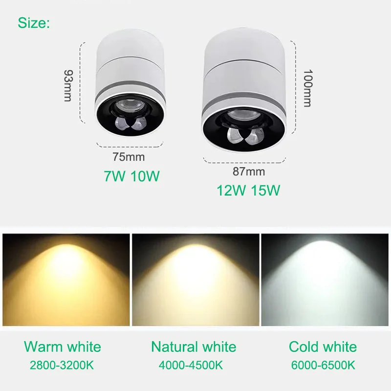 Imagem -05 - Refletor Led Regulável para Fundo e Parede Luz de Teto Rotativa 360 ° 7w 10w 12w 15w Ac85 265v Novo