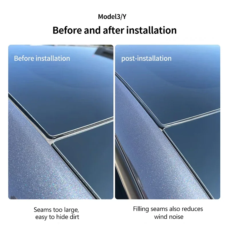 For Tesla Model Y Model 3 Roof Seal Strip Rubber Kit Wind Guard Noise Reduction Sealing Stickers Skylight Sunroof Accessories view 6