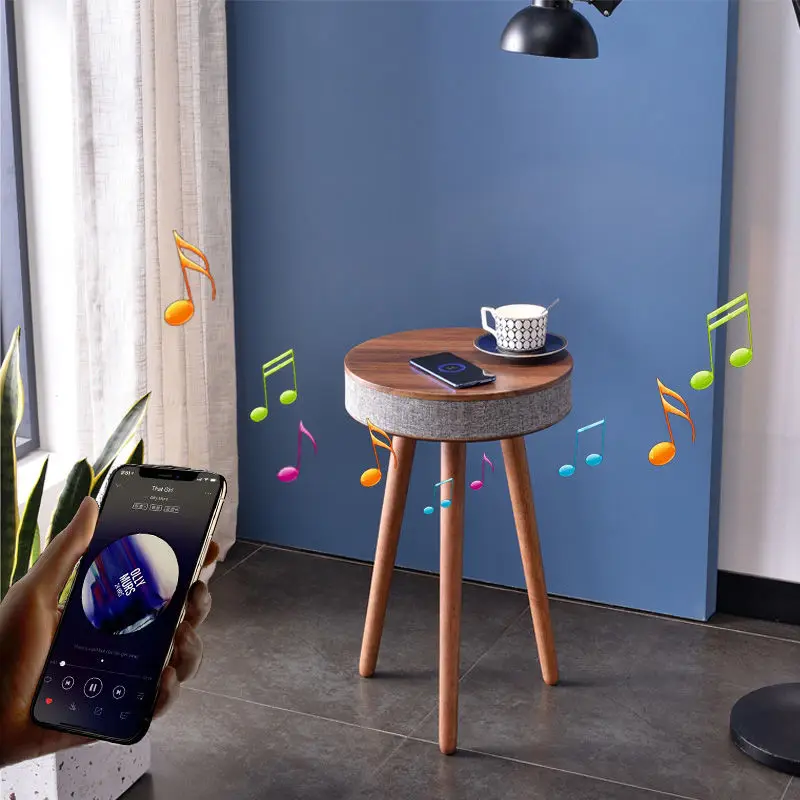 Mesa de café leve inteligente, mesa pequena, alto-falante bluetooth, agregado familiar, canto móvel, muitos áudio sofá borda, luxo