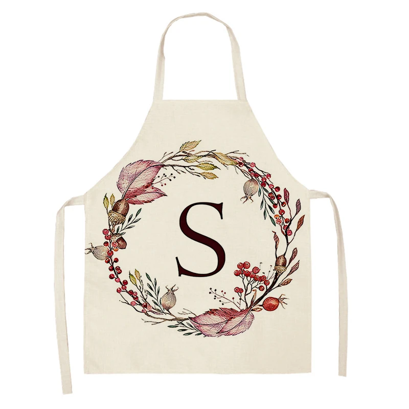 Home wreath Letter Pattern Apron Women Men child Linen Stain Resistant Apron Cooking Household Cleaning Tool Kitchen Utensils