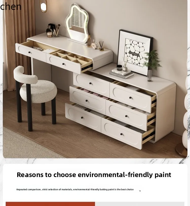 YXY Solid Wood Dressing Table and Chest of Drawers Integrated Light Luxury High-End Feel Master Bedroom Bedside