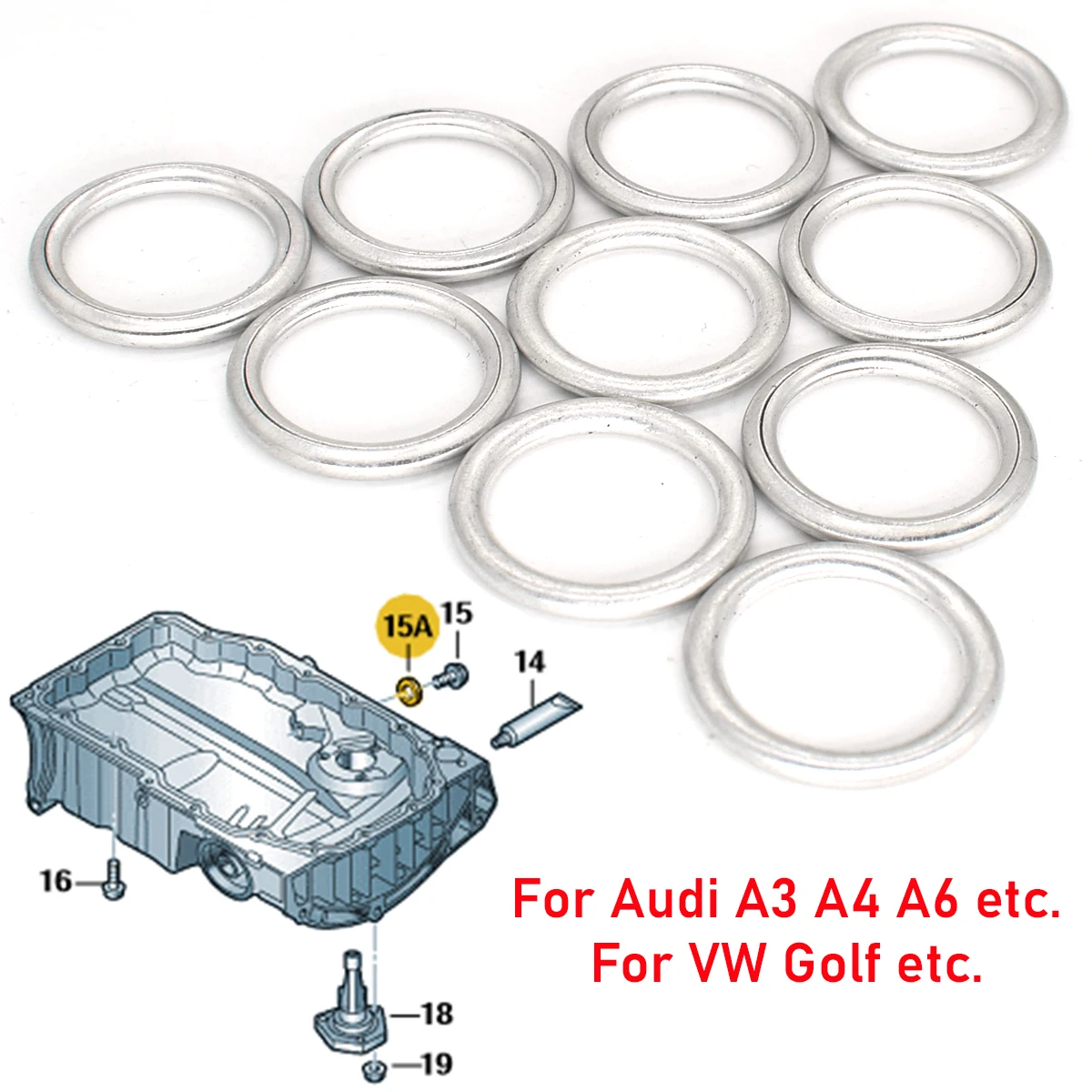 Thread Oil Drain Sump Plug Gaskets M14 Crush Washer Seal Ring Car Engine For Audi A4 A6 Q3 Q5 For VW Touareg Golf Skoda N0138157