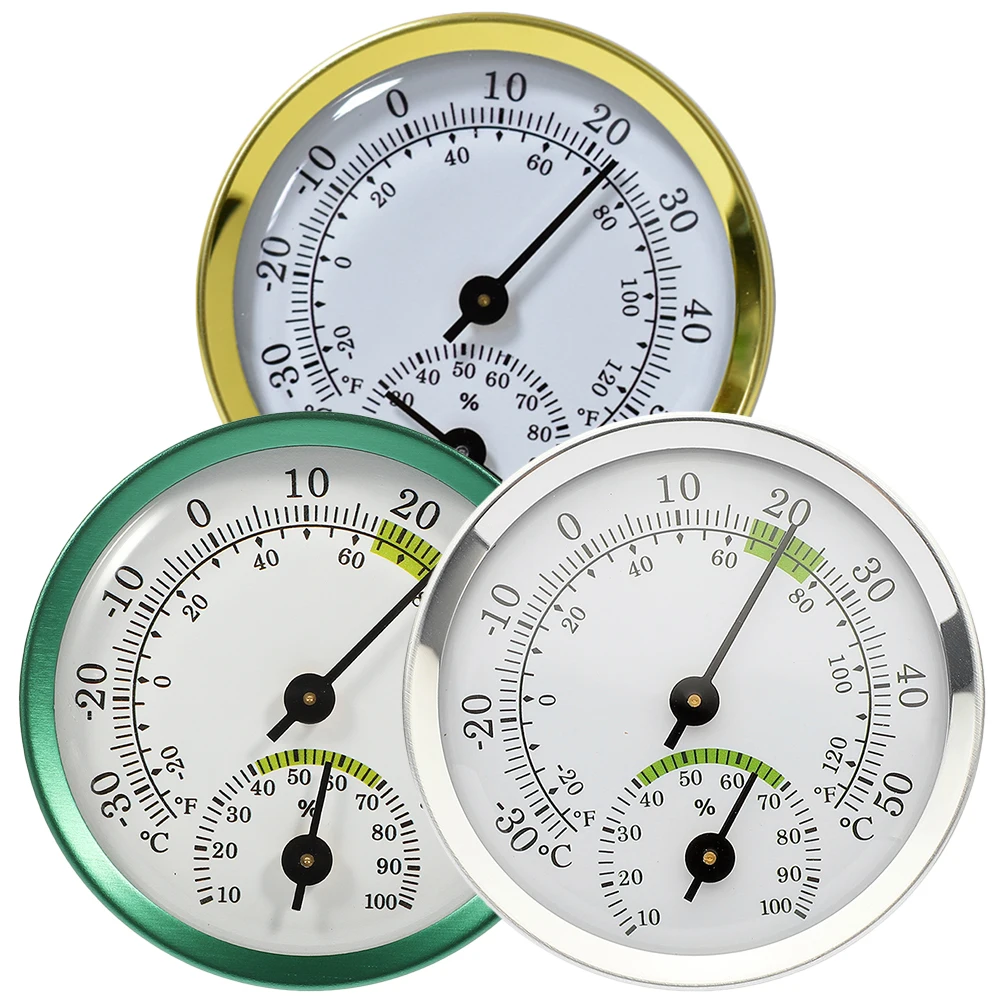 

3pcs Mini Thermometer Hygrometer Aluminum Case Lens Digital Temperature Humidity Gauge Outdoor Sauna Bedroom