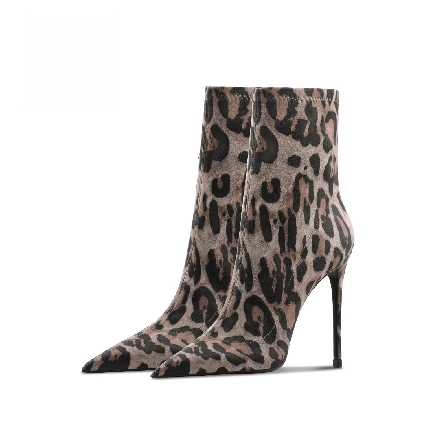 

Brown Leopard Print Suede Stretch Boots 2026 New Women's Pointed Thin Heel Skinny Boots Commuter Fashion Comfortable Boots
