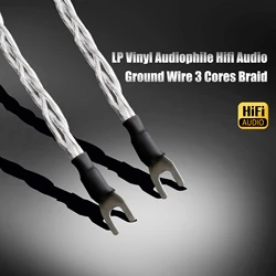 Przewód uziemiający audio HiFi Trzy plecione winylu LP Linia sygnałowa gramofonu z wtyczką Y Gramofon Wzmacniacz gramofonowy Przewód uziemiający