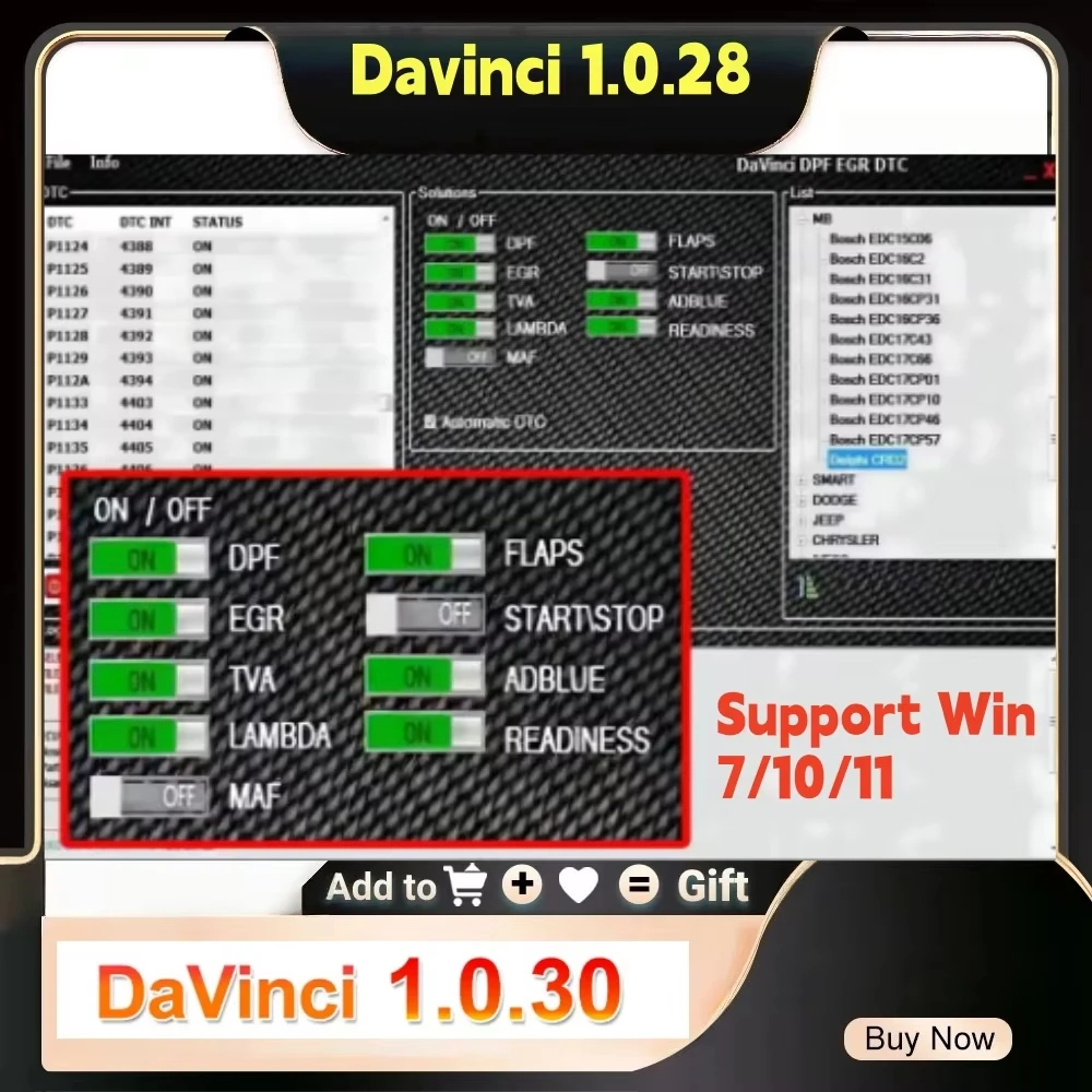 

Davinci 1.0.28 PRO CHIPTUNING REMAPPING DAVINCI REMAP Software de reparación compatible Win 7/10/11 Davinci 1.0.30 funciona en K