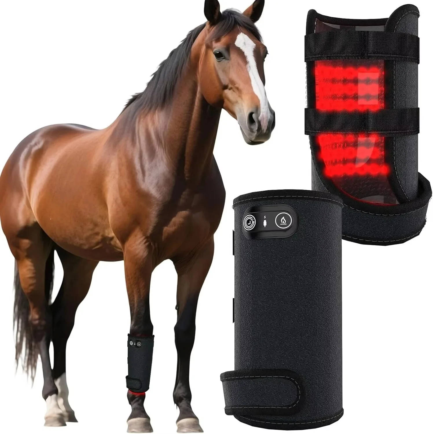 KTS Red Light Therapy for Horses Leg, 105 LEDs Wireless Portable LED Light Therapy Horse Boots Supprt Legs, for Equine Performan