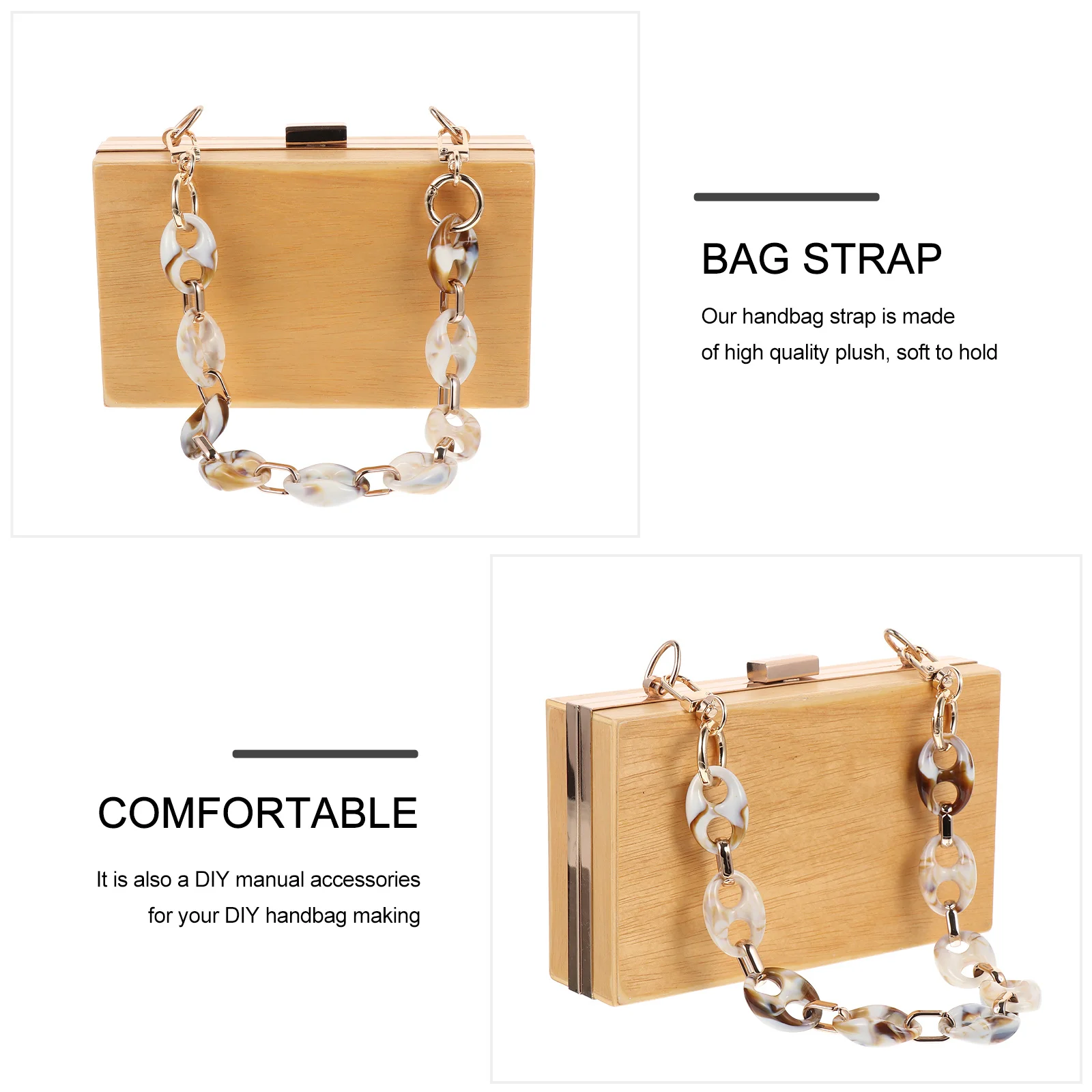 레진 아크릴 가방 체인 스트랩 패션 토트 핸들 가방 장식품 내구성 강한 하중 지탱 스타일리시 아름다운 친환경