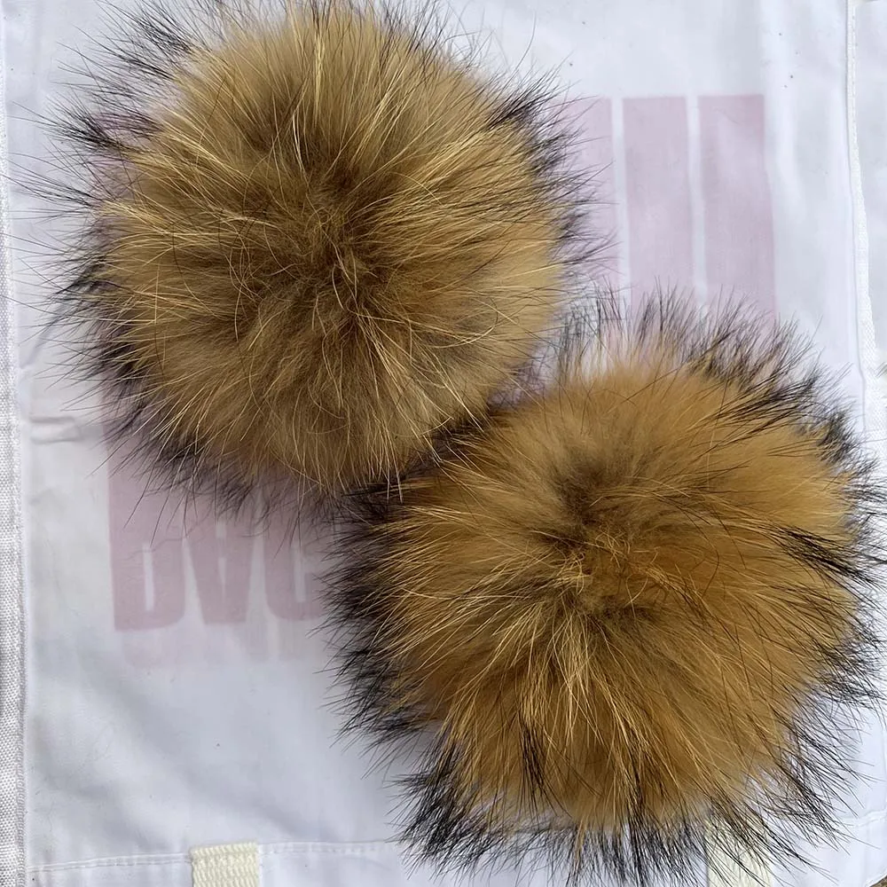 2 pezzi soffici vera pelliccia di procione pompon con bottoni automatici pelliccia fai da te pom pom palline pompon di pelliccia per cappelli lavorati a maglia sciarpe accessori