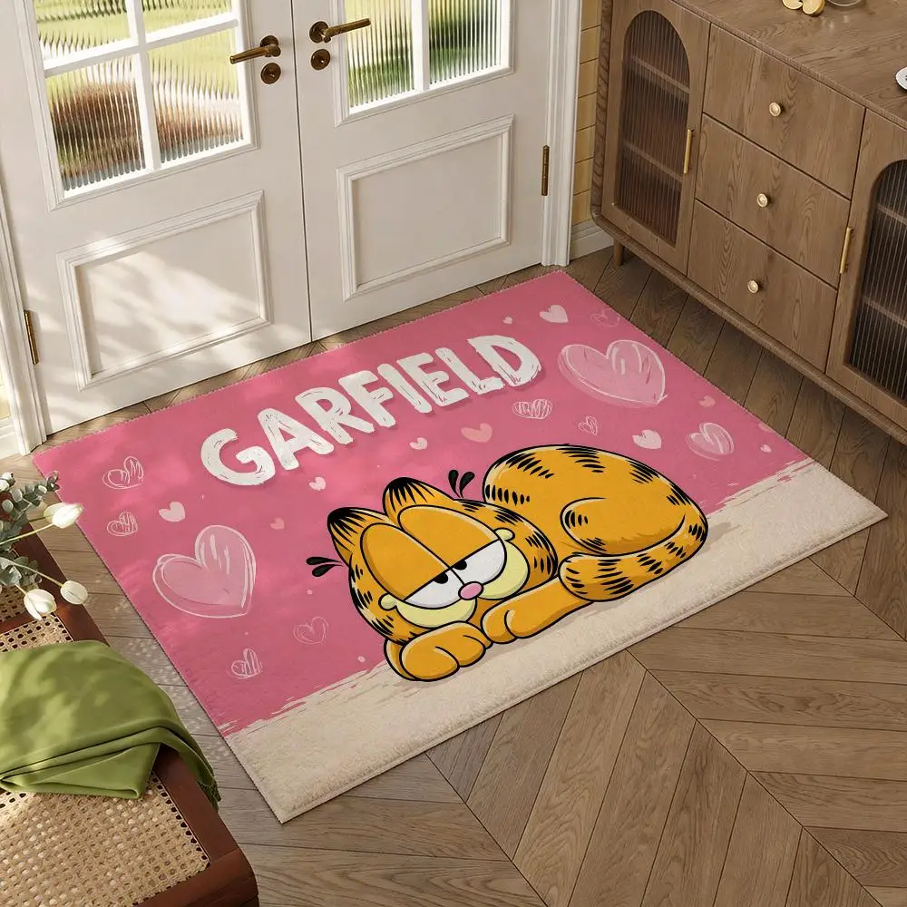 Classic Comic Cat G-Garfields Floor Mat Soft Thickened Flannel Door Mat Non-Slip Living Room Rug Home Decor