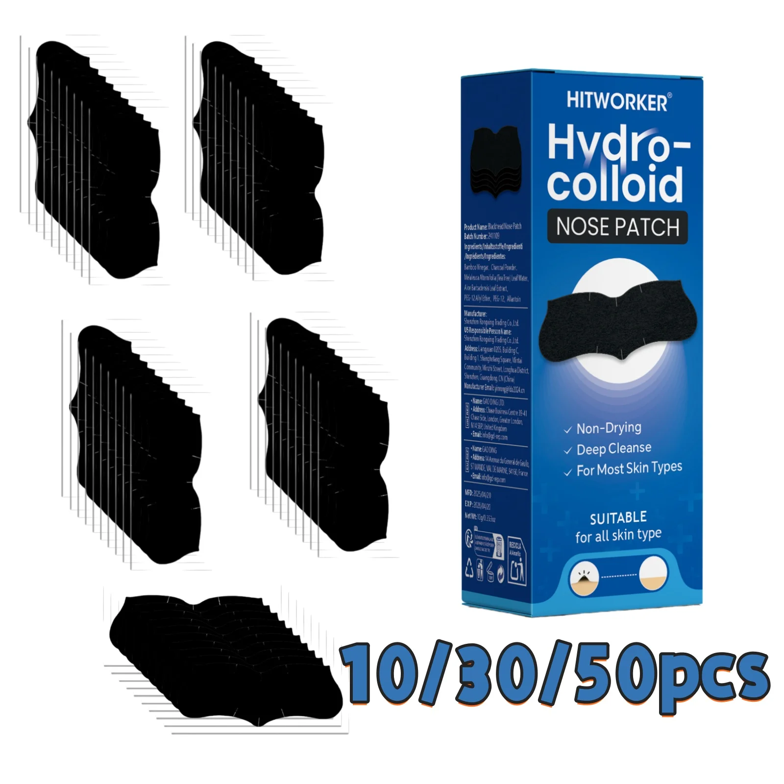 10/30/50-Piece Pore Cleansing Nose Strips | Alcohol-Free Formula, Deep Cleansing, Suitable for All Light Beige Skin Tones - Leav