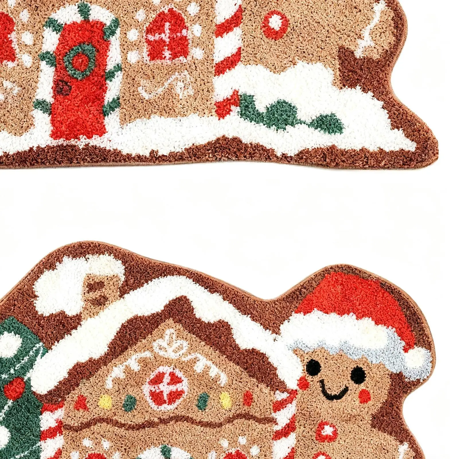 Gingerbread Christmas Rug 23.6x13.7 Inch Non Slip Cute Soft Christmas Doormat Kitchen Bath Welcome Mat For Porch Entrance Shower