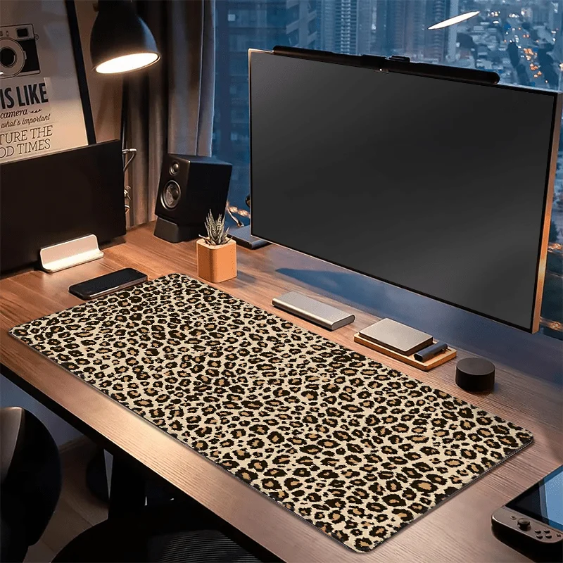 XXL Leopard Print Gaming Mouse Pad Large Desk Mat Non-Slip Rubber Office Items Desk Decoration Room Mats Non-slip Pad Carpet