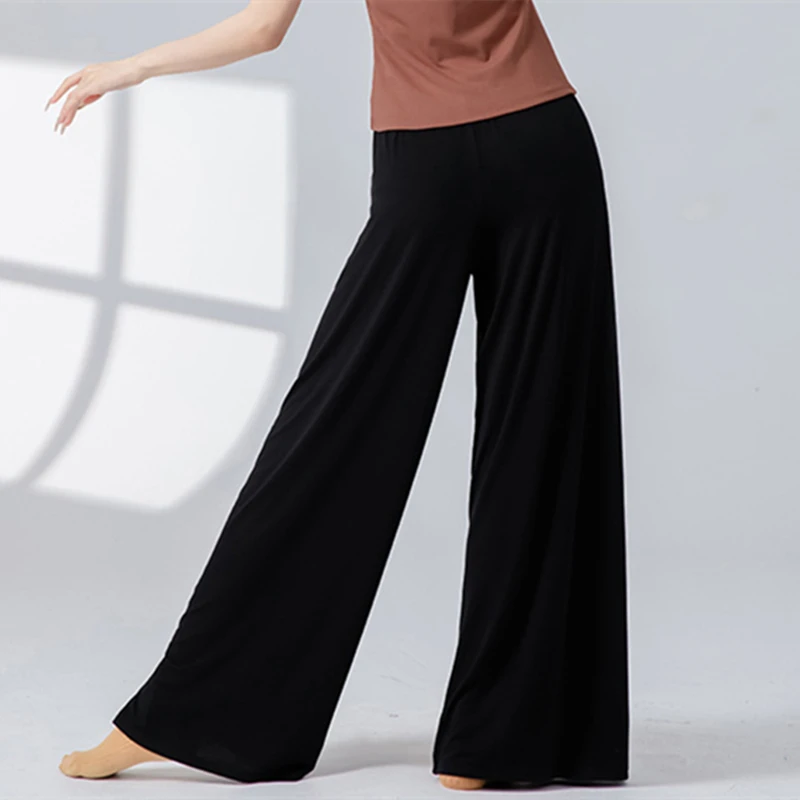 سراويل الرقص الكلاسيكية للسيدات أنيقة بخصر مطاطي واسعة الساق سراويل ناعمة للجسم قافية اليوغا ملابس رقص يومية غير رسمية للتدريب على المسرح #6