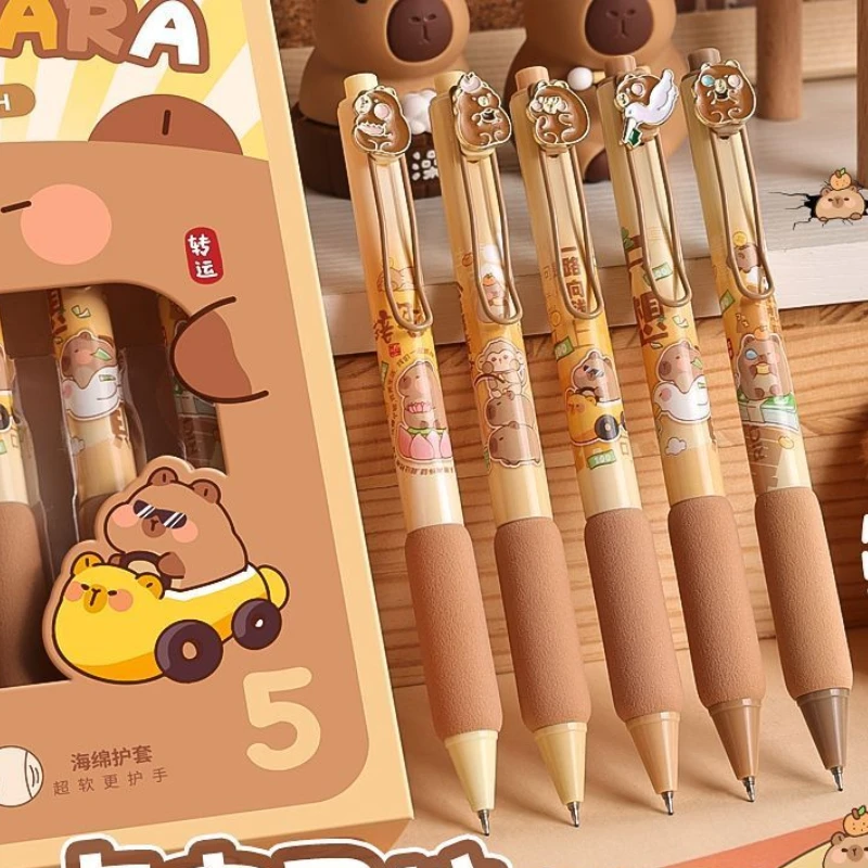 5pcs/set Kapibara Capybara Press neutral pen ST Head Quick-drying student cute stationery