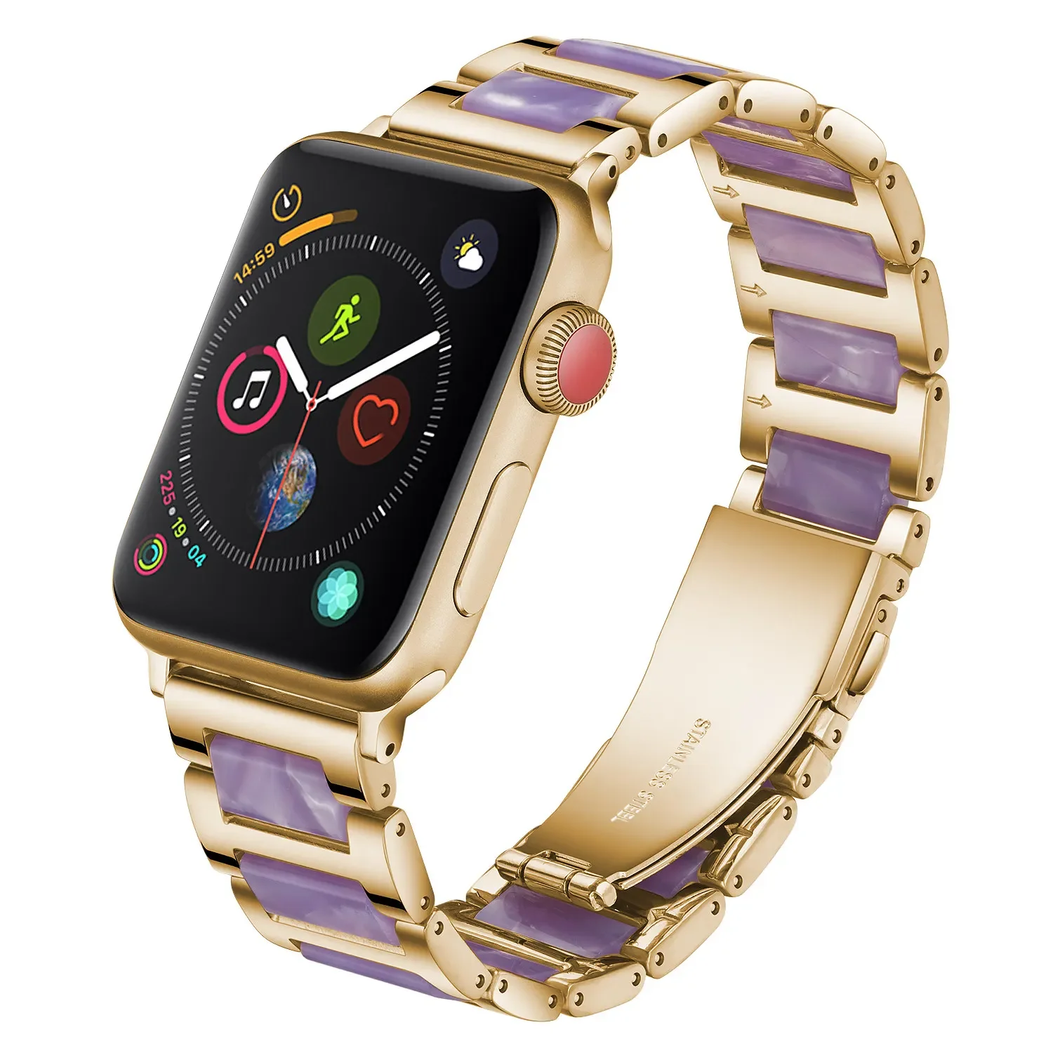 Resin+Metal Strap For Apple Watch 49mm 46mm 45mm 44mm 42mm 41mm 40mm 38mm Resin Wristband iWatch Ultra 10 9 8 7 6 5 4 3 SE Band