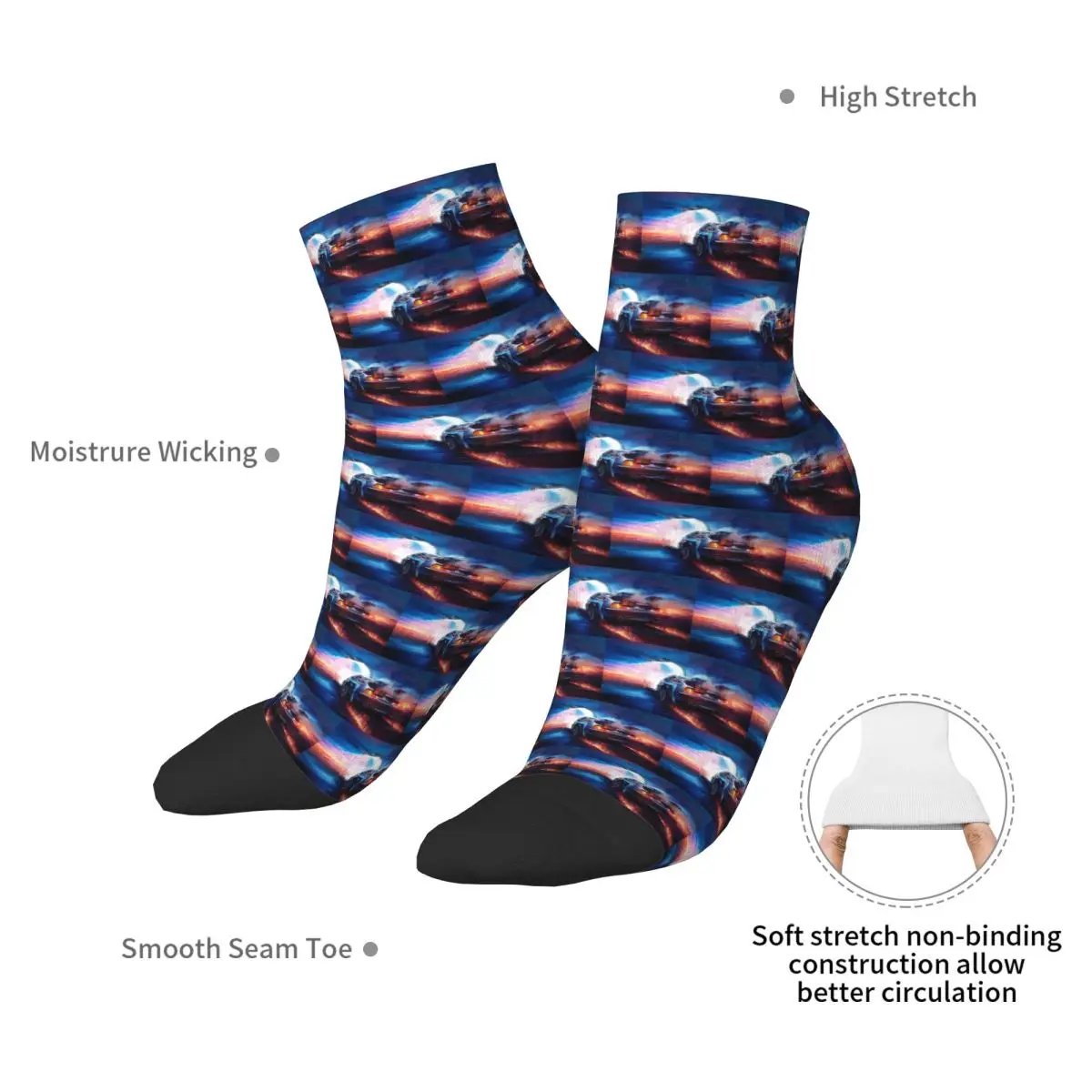 Retour vers le futur Delorean Time Machine chaussettes Harajuku bas de haute qualité toutes saisons chaussettes accessoires pour cadeaux unisexe