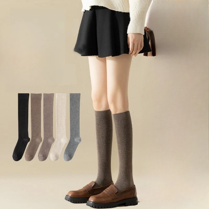 

1 Pair Trendy Women's Stockings Japanese Fashion New Solid Color Simple Knee High Socks for Women Preppy Style Long Socks Girls