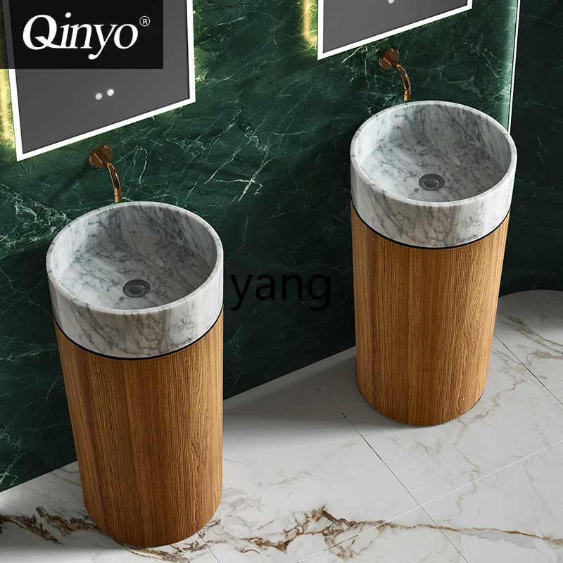 

LTT Italian Light Luxury Column BasinStainless Steel Vertical Washbasin Marble Art Handbasin