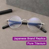 Diseño de marca japonesa KMN101 hombres mujeres fotocromáticas titanio puro marco redondo gafas hechas a mano para hombres