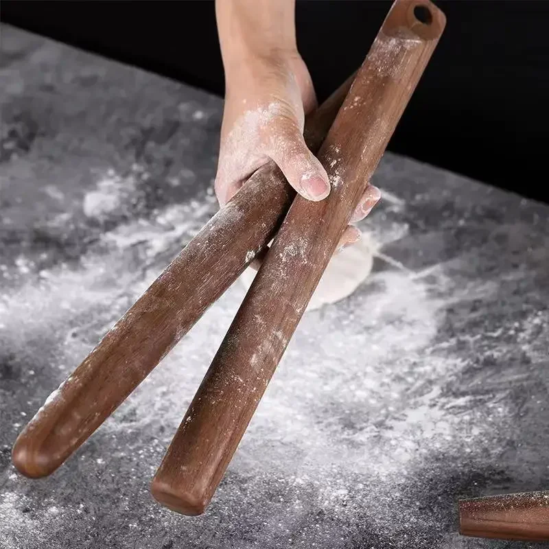 Rouleau à pâtisserie en noyer naturel pour la pâte, rouleau en bois, accessoires de cuisine, outils pour gâteaux et pizzas