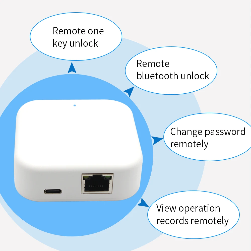 New RJ45 Wired 2.4G Wifi Gateway Converter G3 TTlock App Bluetooth Phone Remote Control Lock Unlock Networking Remote Repeater