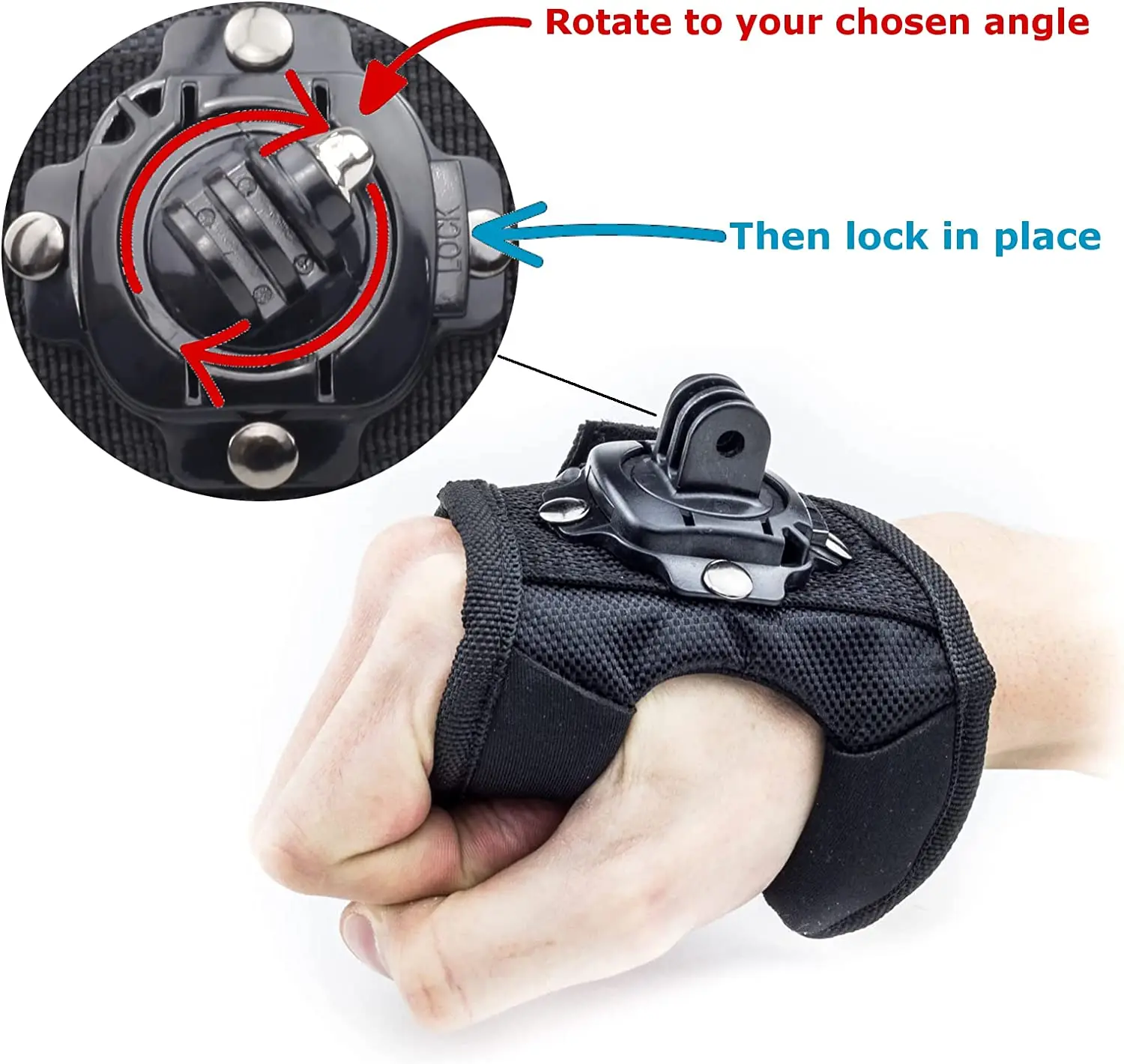 Wrist Strap for Gopro Hero 12 11 10 9 8 7 6 5 4 Camera Accessories 360 Degree Belt Mount for Go Pro YI 4K EKEN H9R SJ4000 AKASO