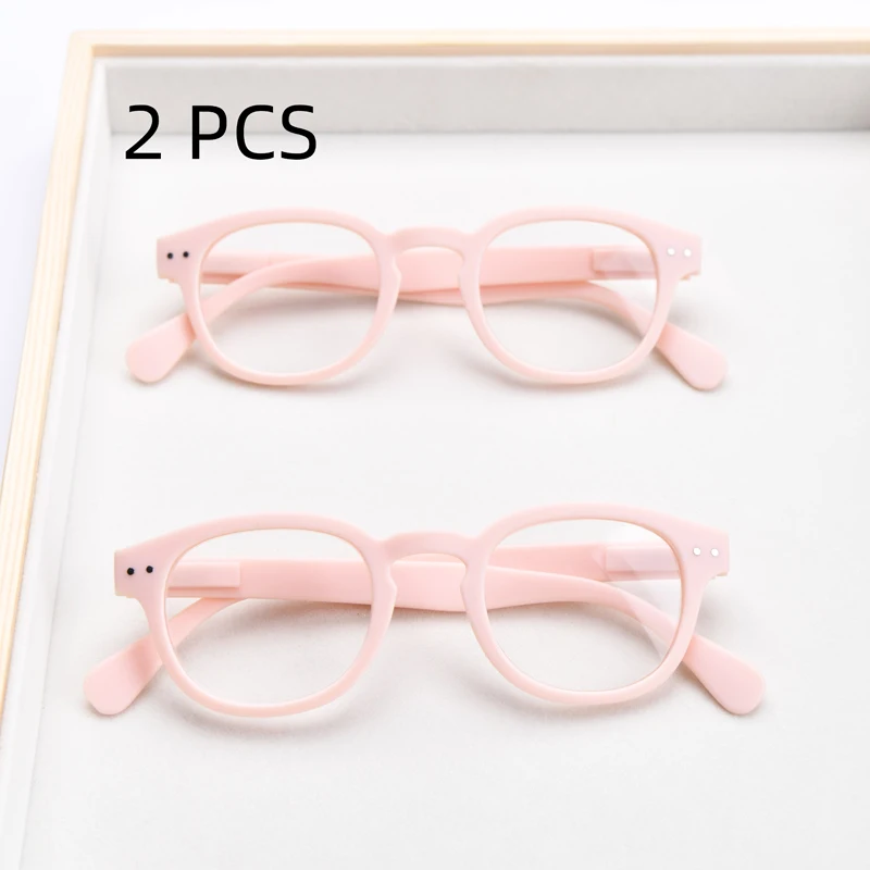2PCS Anzug Lesebrille Runde Männer Frauen Klassische Retro Brillen Rahmen Vintage Einfachen Stil Orange Blau Rahmen Mode Gefälschte auge – Detail 2