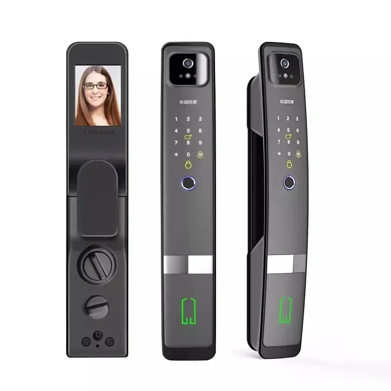 

005Automatic Electronic Fingerprint Biometric Lock WIFI Smart Lock 3D Face Recognition Digital Door Lock With Camera