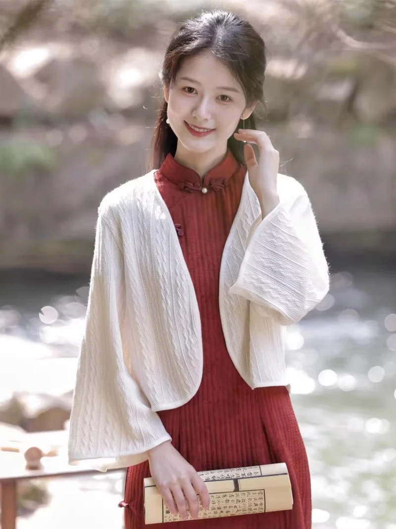 Chinese Style Cheongsam Shawl Women's Elegant Vintage Fashion Outerwear, Air Conditioning Cold Proof Cloak Summer Evening Cape w