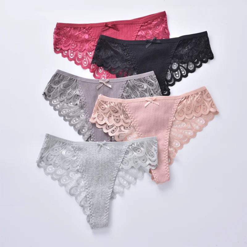 Women Sexy Lace Panties Low Waist G String Floral Female Thongs Womens Intimates Thong Comfortable and Soft G-string