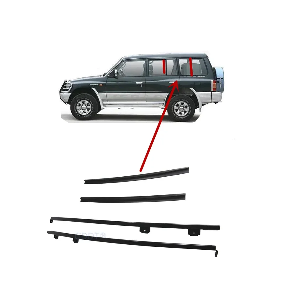 4 Pcs 1989-1999 Vertical Window Glass Rubber for Pajero 2nd MB669786 Sealing for Montero Protecter for Middle Door Third Glass