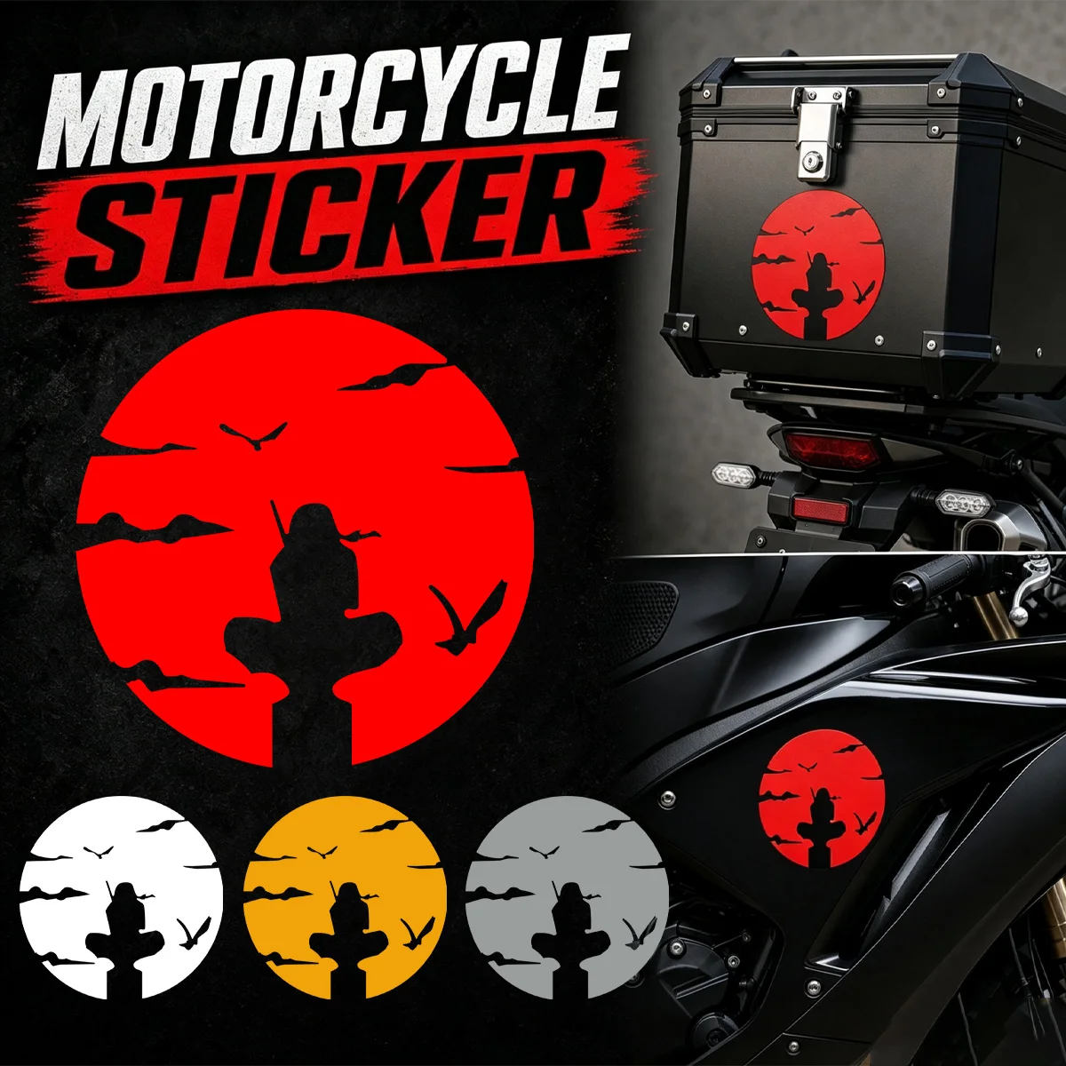 2PCS JDM Ninja Reflective Motorcycle Stickers Moto Scooter Body Tank Windshield Helmet Top Case Fairing Vinyl Decals Accessories