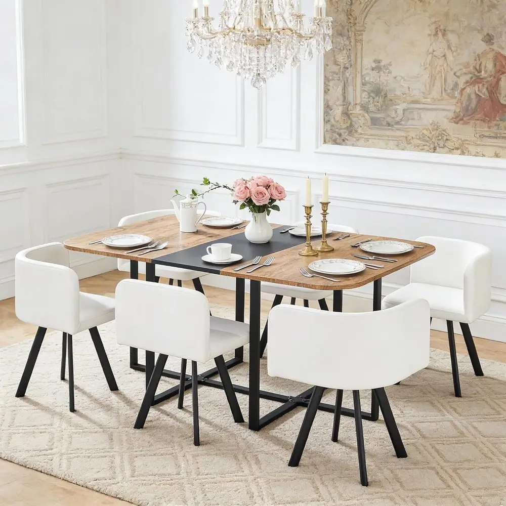 

6-местный обеденный набор с мягкими стульями для дома, офиса и небольших помещений