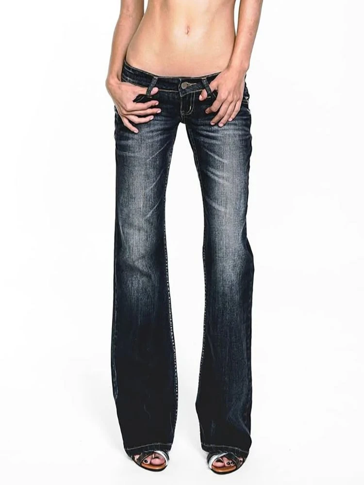 Deeptown Vintage Y2k Damen Skinny Jeans Low Rise Basic Bootcut Jeans Gewaschen Gyaru 2000er Streetwear Flared Denim Hose Klassisch