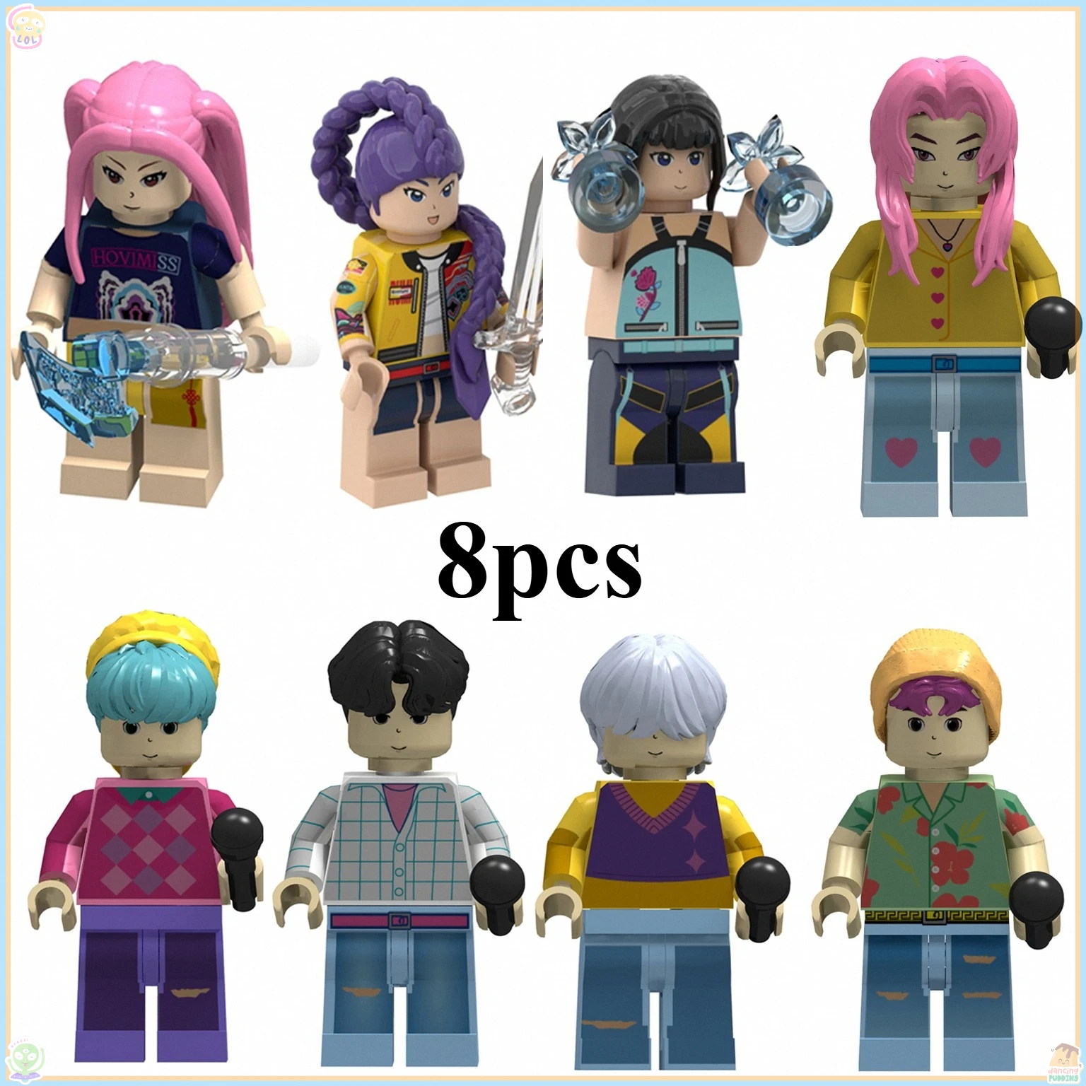 

8PCS Kpop Demon Hunters Mini Action Figure Building Blocks Toy Peripherals Desk Decoration Collection Figures Toy Christmas Gift