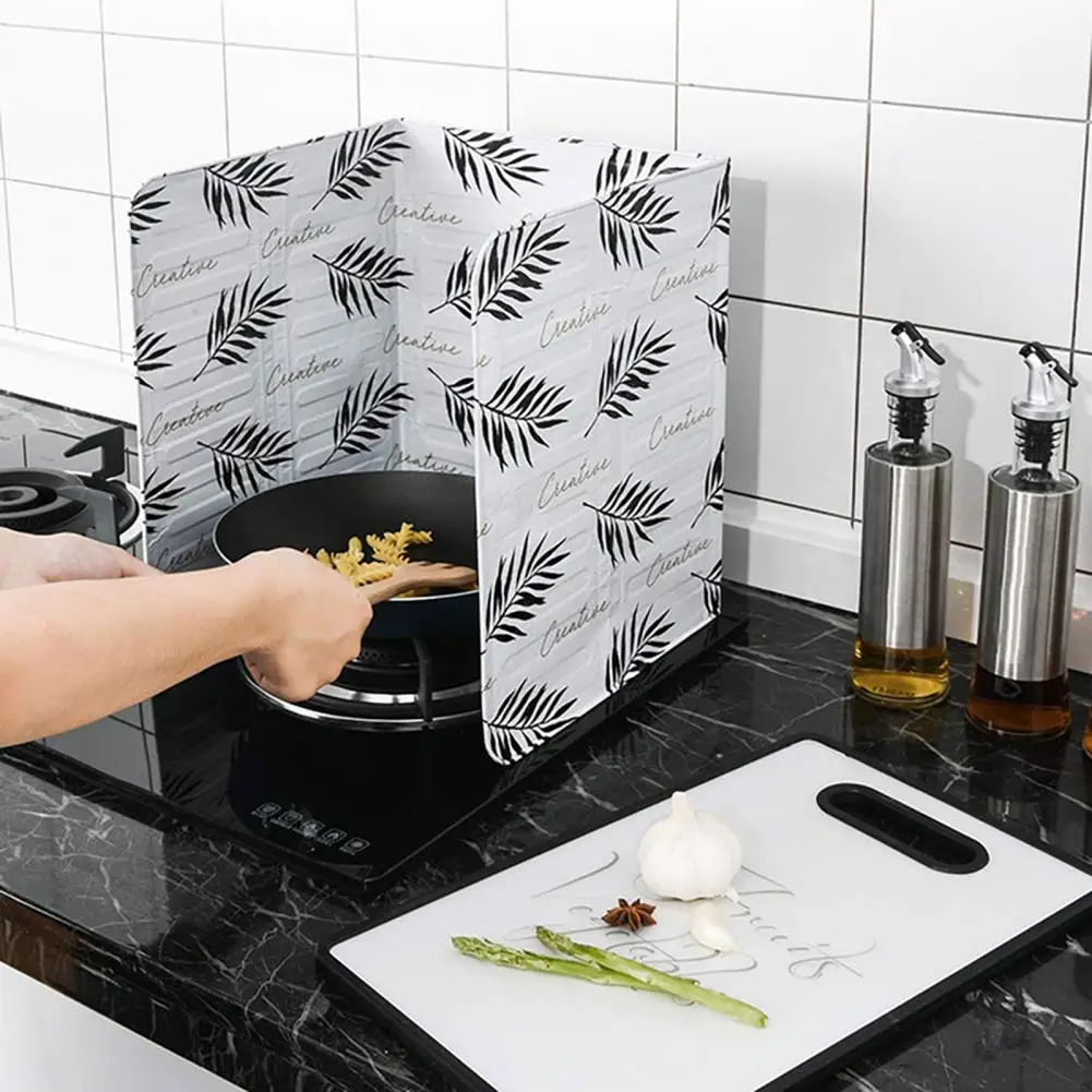 Heat-resistant Splash Guard Foldable Splatter Guard Foldable Heat Resistant Nonstick Splatter Guard with Modern Leaf for Stove