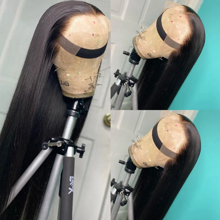 

Long Straight 180Density Natural Black Soft 26“ 13x4 Lace Front Wig For Black Women BabyHair Glueless Preplucked Heat Resistant