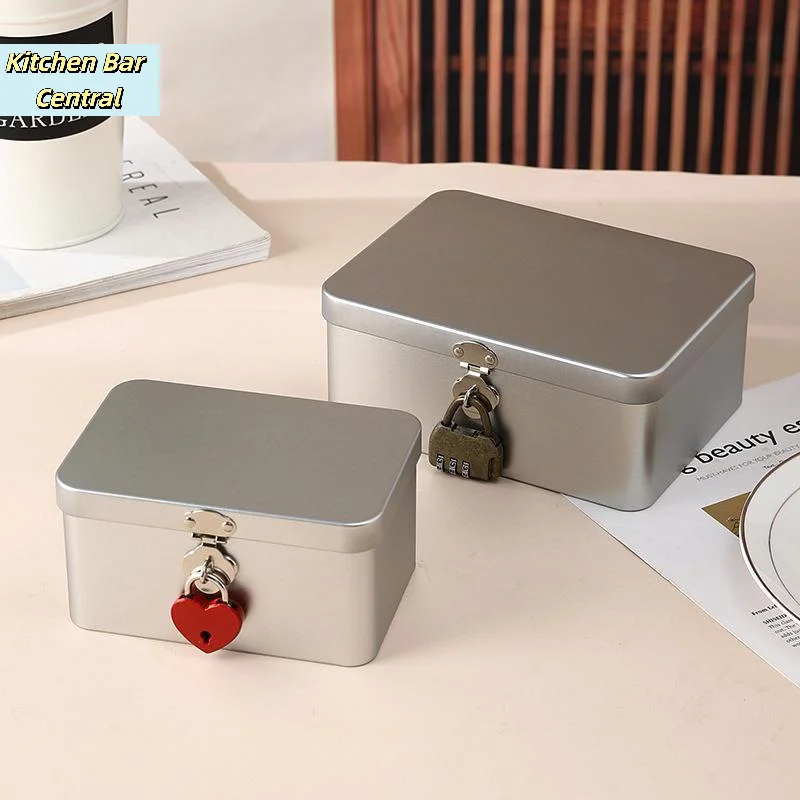 【Silberne abschließbare Aufbewahrungsbox aus Metall, multifunktionale Desktop-Aufbewahrungsbox, Metallbox, Schmuckaufbewahrung, leere Box】