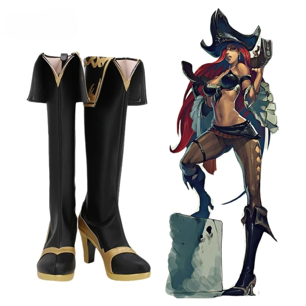 

Anime LOL Miss Fortune the Bounty Hunter Cosplay Shoes Custom Made Boots LOL Miss Fortune the Bounty Hunter Black Shoes Boots