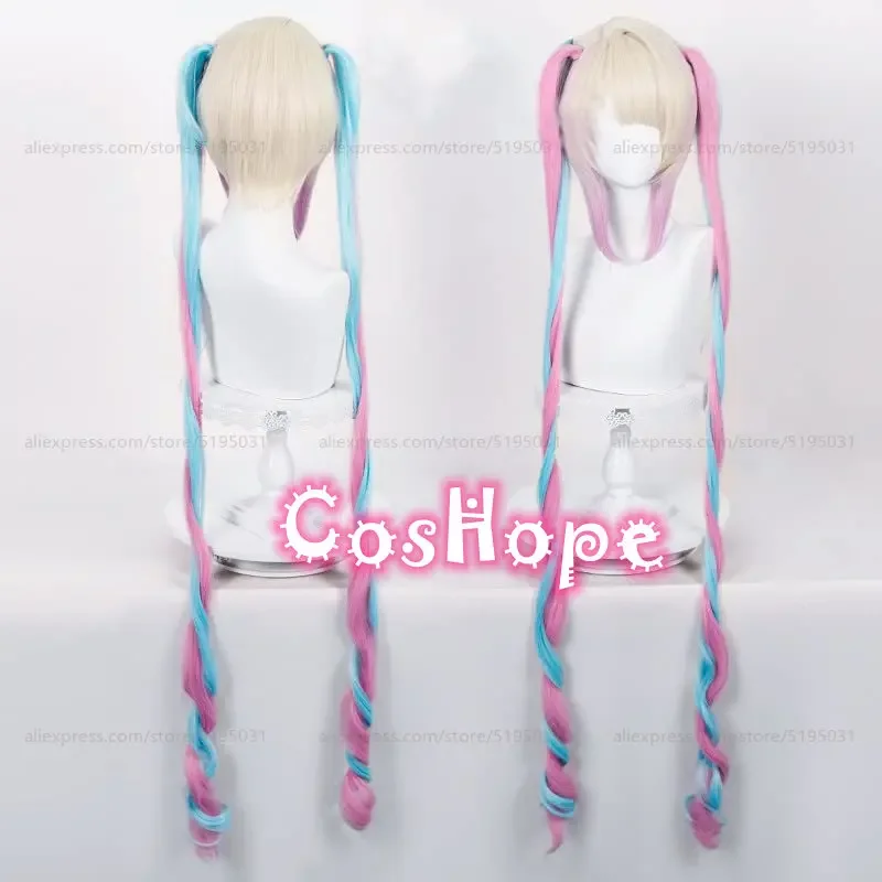 Kangel Cosplay Wig 110cm Long Wig Pink Blue Mixed Wig Cosplay Anime Wigs Heat Resistant Synthetic Wigs