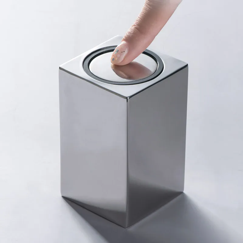 Press Type Toothpick Box 304 Stainless Steel Portable European Style Toothpick Jar Automatic Pop-up Toothpick Storage Box