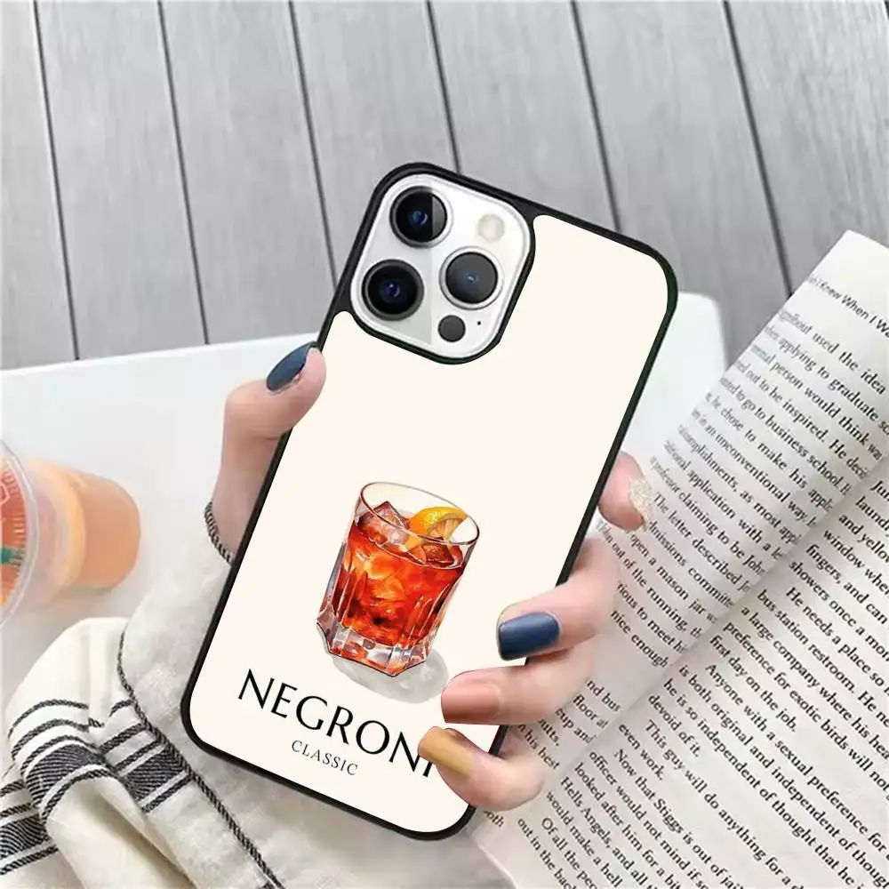 1pc Casing Ponsel Motif Seni Koktail Anggur INS Fishion Untuk IPhone17 16 15 14 13 Pro Max Plus Mini Magnetik Magsafe Pengisian Daya Nirkabel