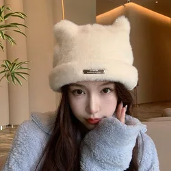 Cat Ears Hat Womens Winter Warm Imitation Mink Hair Pullover Hats Women Outdoor Beanies Hat