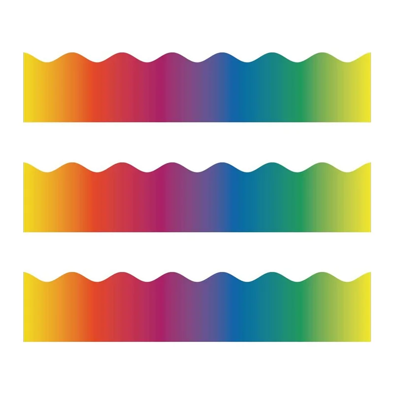Y43A-3X Rainbow Bulletin Board Stickers Colorful Straight Bulletin Border Trim Border Trim For Classroom Chalkboard